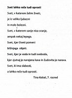 EVŠ3.2 Tina Kobal, 7.r., Svet lahko reče tudi oprosti